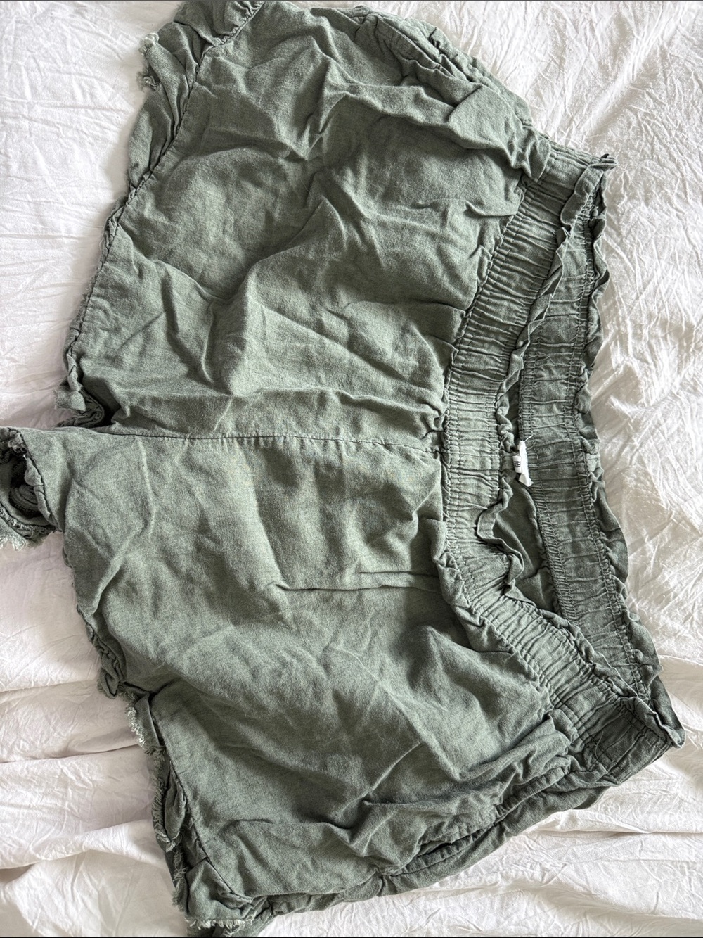 aerie Olive Green Ruffle Waist Shorts